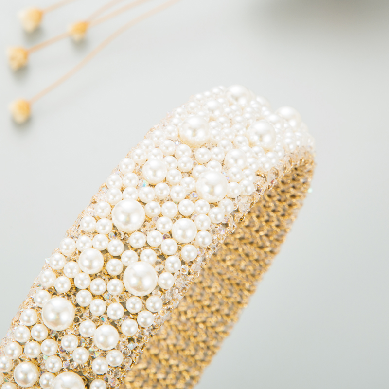 Elegante Lujoso Color Sólido Tela Embutido Perlas Artificiales Banda Para El Cabello display picture 5