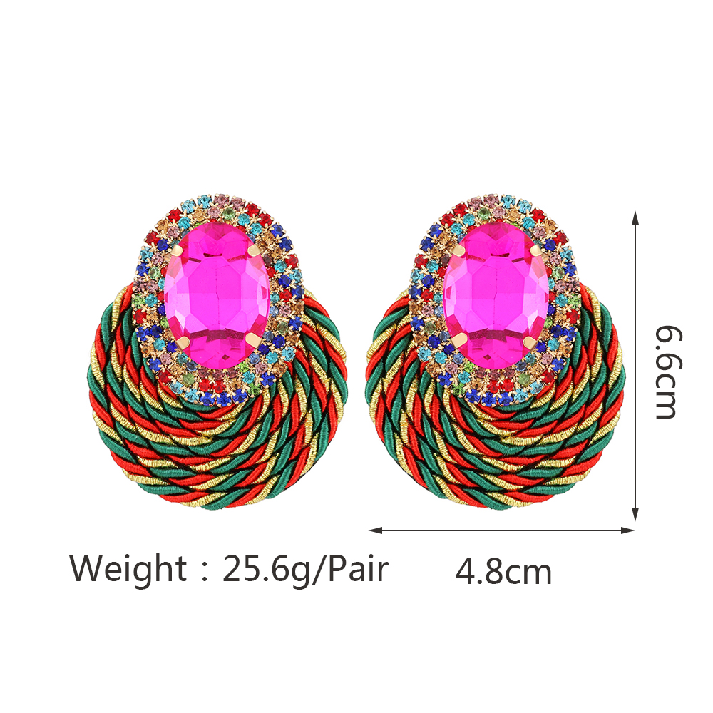 1 Pair Elegant Vintage Style Round Inlay Zinc Alloy Glass Ear Studs display picture 1