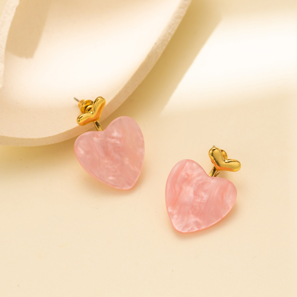1 Pair Cute Simple Style Heart Shape Alloy Ear Studs display picture 1