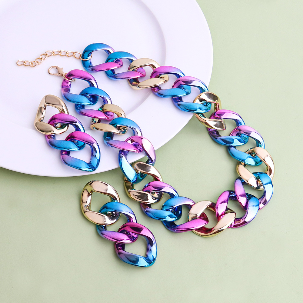 Ig Style Punk Gradient Color Ccb Wholesale Jewelry Set display picture 5