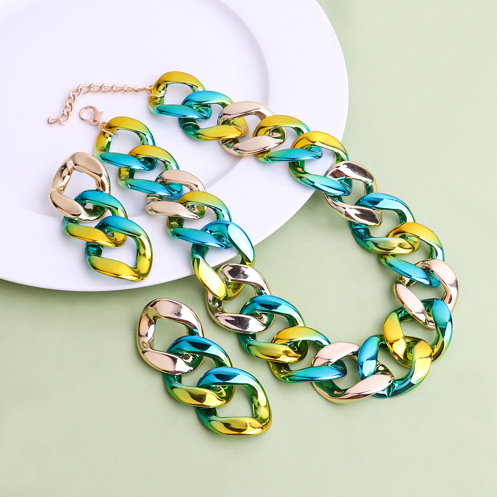 Ig Style Punk Gradient Color Ccb Wholesale Jewelry Set display picture 7