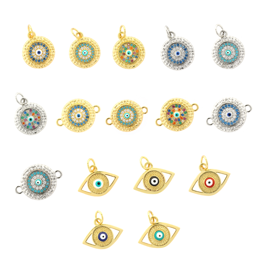 Casual Devil's Eye Copper Enamel Plating Inlay Zircon 18k Gold Plated Charms display picture 2