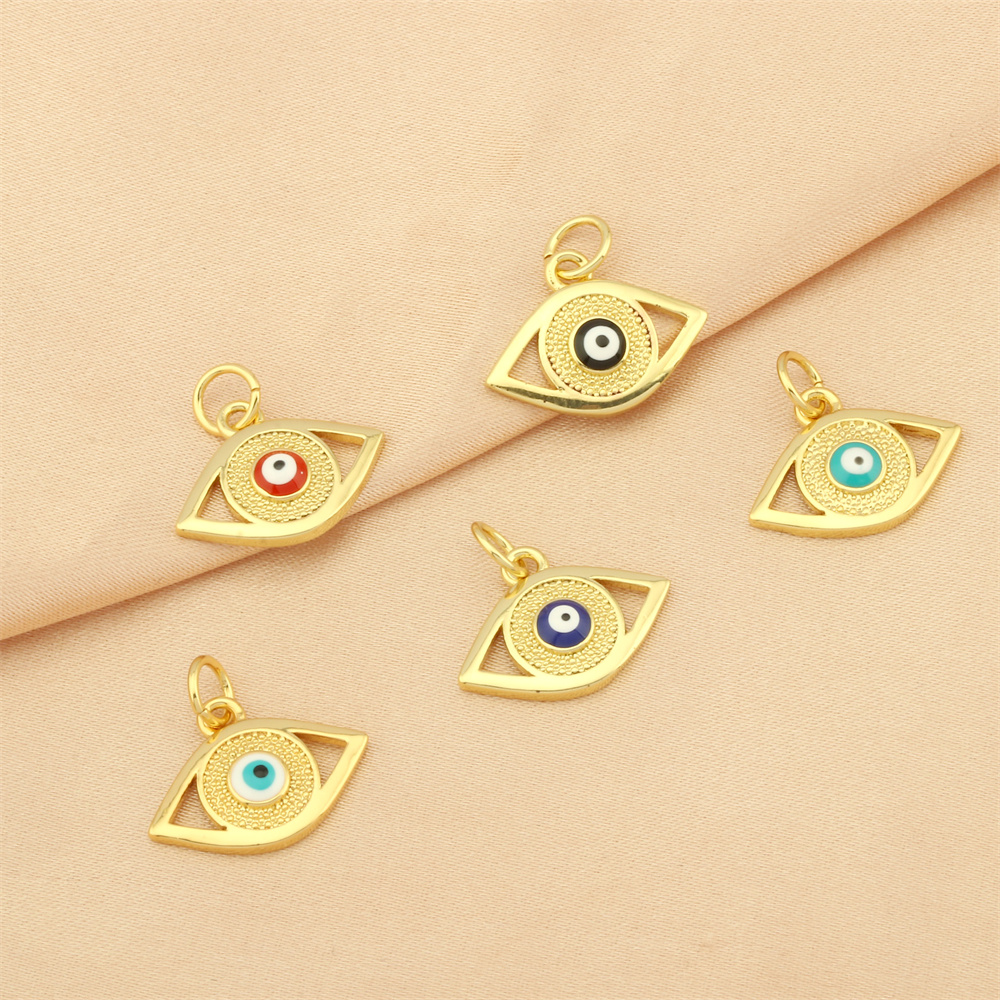 Casual Devil's Eye Copper Enamel Plating Inlay Zircon 18k Gold Plated Charms display picture 1
