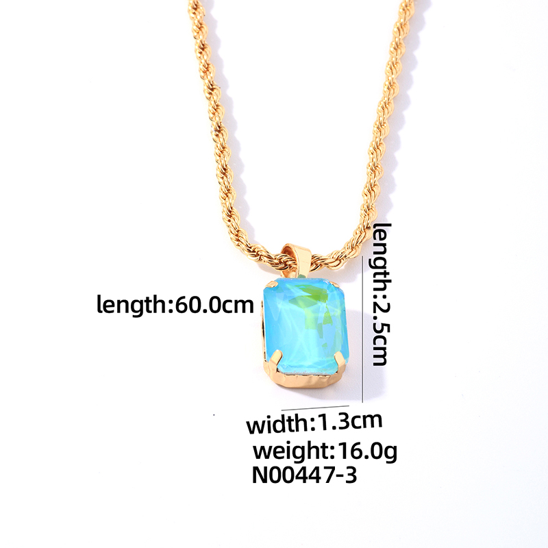 Wholesale Casual Elegant Simple Style Rectangle 304 Stainless Steel Copper Plating Inlay K Gold Plated Glass Pendant Necklace display picture 7