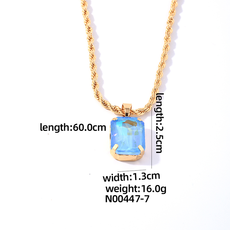 Wholesale Casual Elegant Simple Style Rectangle 304 Stainless Steel Copper Plating Inlay K Gold Plated Glass Pendant Necklace display picture 2