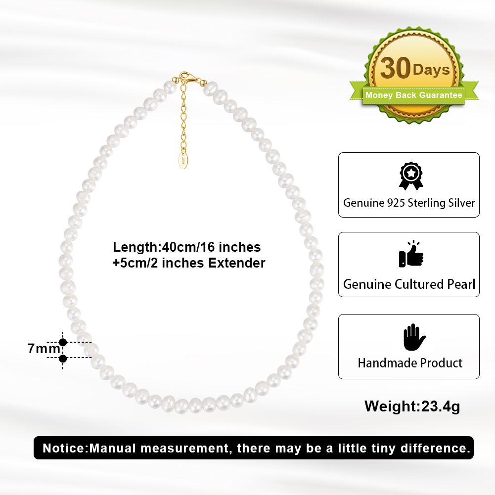 Retro Round Freshwater Pearl Sterling Silver Plating 14k Gold Plated Silver Plated Necklace display picture 2