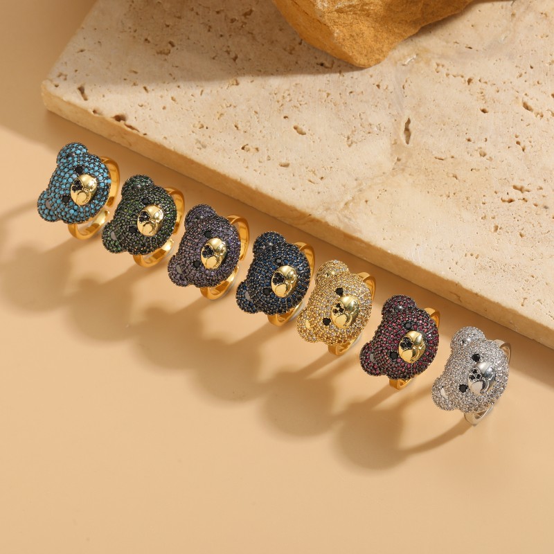 Elegant Luxuriös Tragen Kupfer 14 Karat Vergoldet Zirkon Ringe In Masse display picture 1