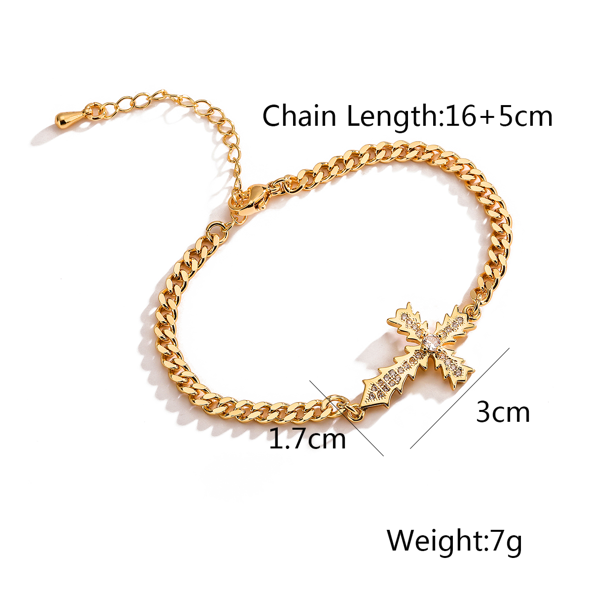 Simple Style Commute Cross Copper Plating Inlay Zircon 18k Gold Plated Bracelets display picture 1