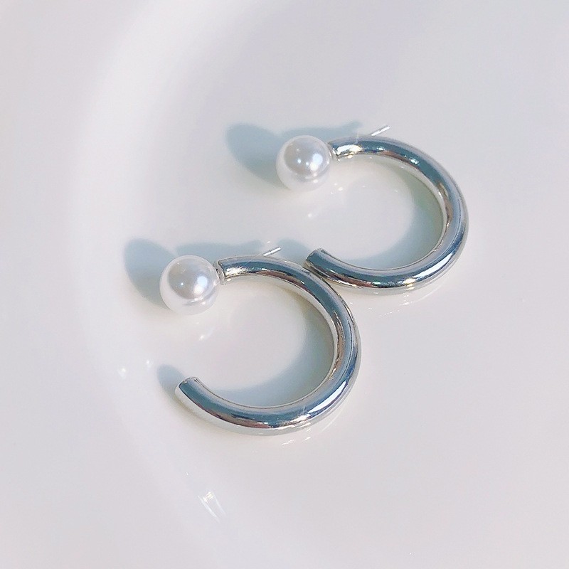 1 Paire Sucré Style Simple Rond Incruster Alliage Perles Artificielles Boucles D'oreilles display picture 3