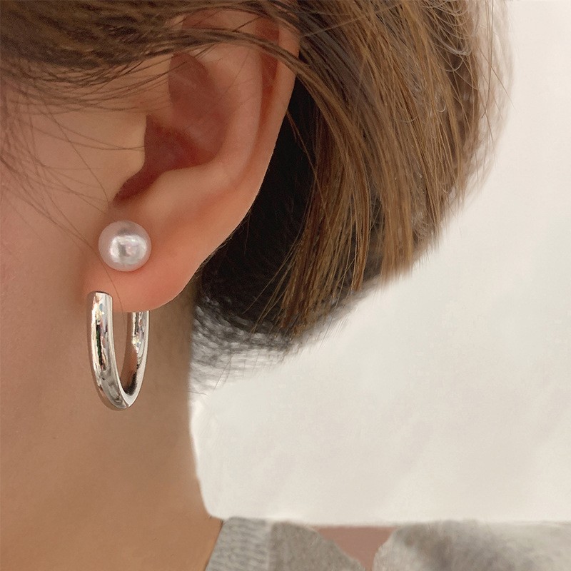 1 Paire Sucré Style Simple Rond Incruster Alliage Perles Artificielles Boucles D'oreilles display picture 5