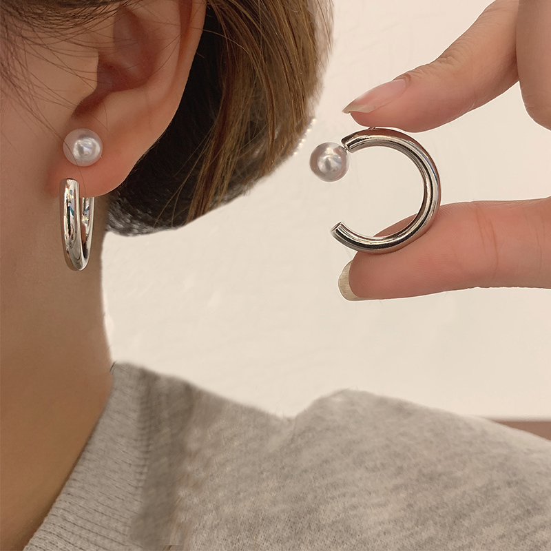 1 Paire Sucré Style Simple Rond Incruster Alliage Perles Artificielles Boucles D'oreilles display picture 1