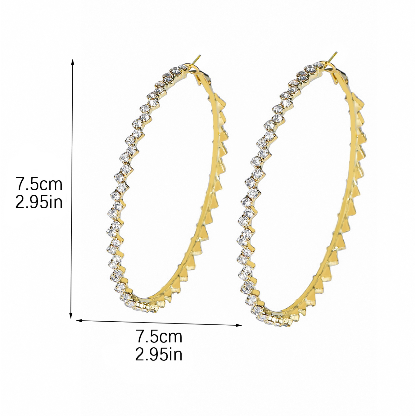 1 Paire Style Simple Couleur Unie Placage Incruster Strass Strass Plaqué Argent Des Boucles D'oreilles display picture 2