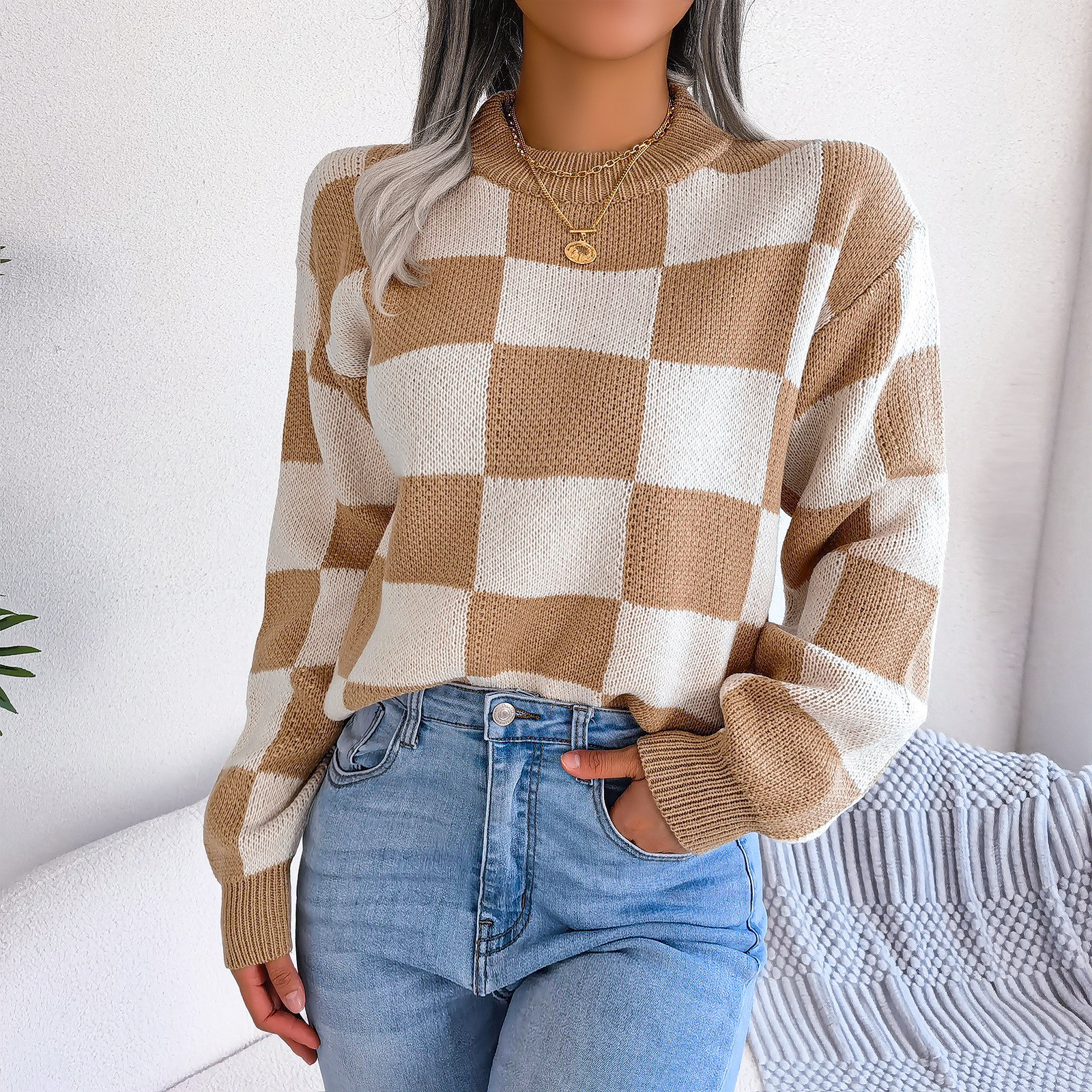 Women's Sweater Long Sleeve Sweaters & Cardigans Casual Lattice display picture 9