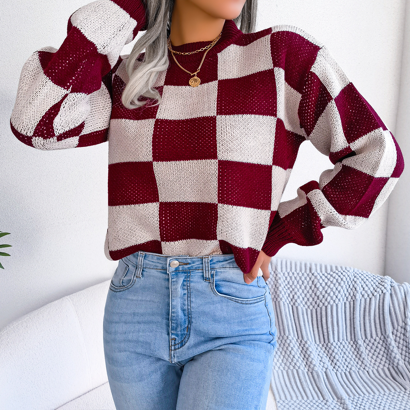 Women's Sweater Long Sleeve Sweaters & Cardigans Casual Lattice display picture 11