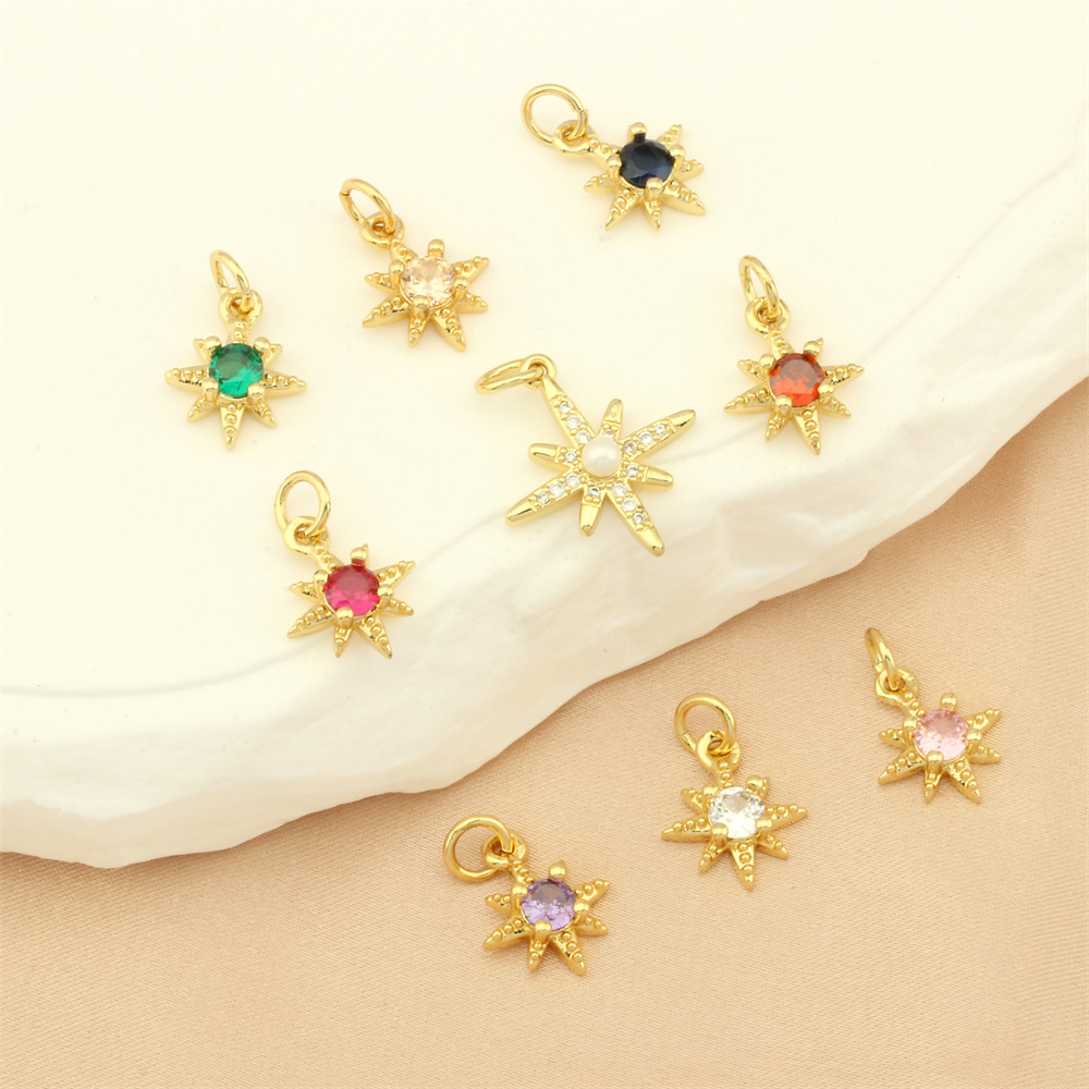 Simple Style Shiny Star Copper Plating Inlay Zircon 18k Gold Plated Charms display picture 3