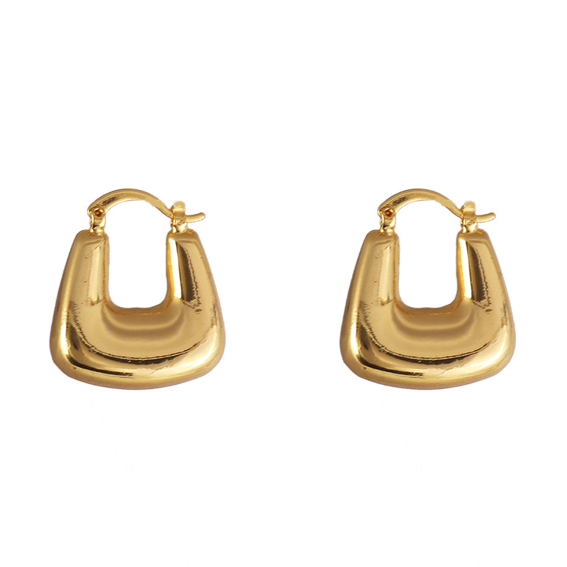 1 Paar Einfacher Stil Runden Einfarbig Überzug Kupfer Kupferlegierung 18 Karat Vergoldet Ohrringe display picture 1