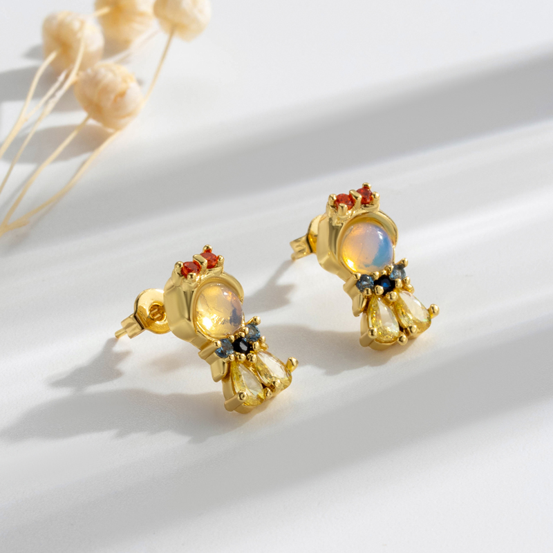 1 Pair Cute Sweet Mermaid Plating Inlay Copper Zircon 18k Gold Plated Ear Studs display picture 8