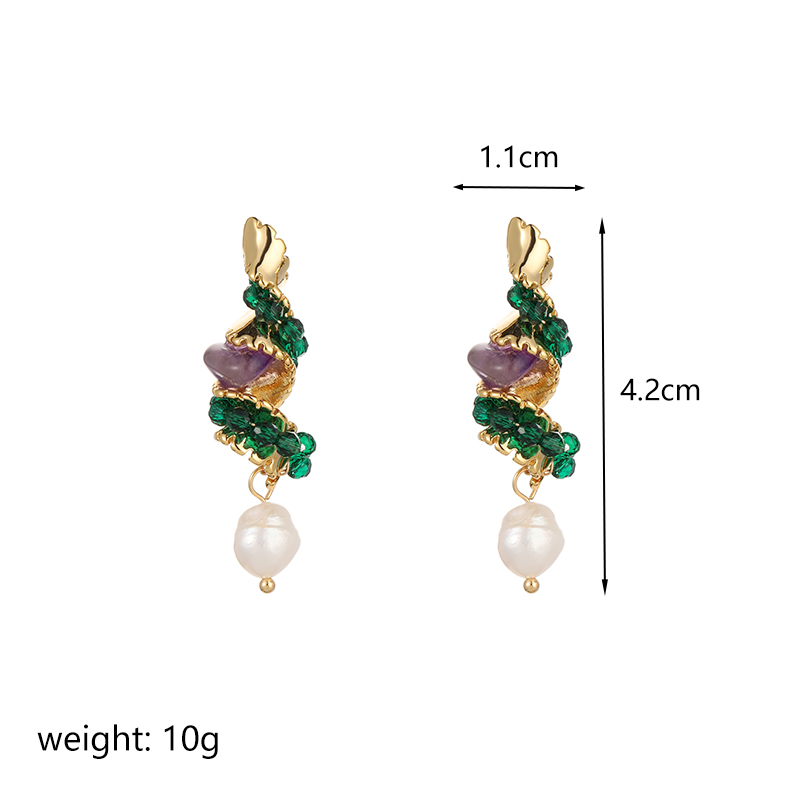 1 Pair Elegant Shiny The Answer Pearl Plating Inlay Copper Crystal 18k Gold Plated Drop Earrings display picture 6