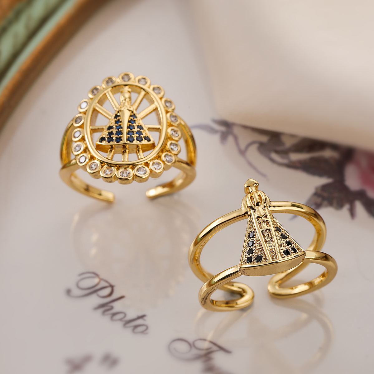 Simple Style Commute Human Copper Plating Inlay Zircon 18k Gold Plated Open Rings display picture 4