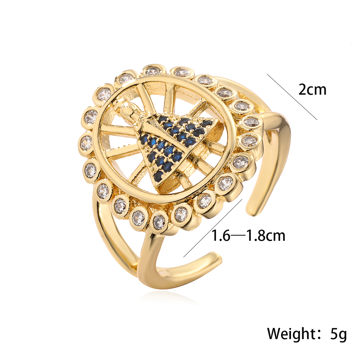 Simple Style Commute Human Copper Plating Inlay Zircon 18k Gold Plated Open Rings display picture 1