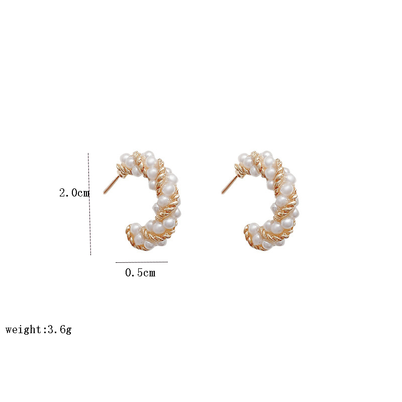 1 Paire Style Simple Bloc De Couleur Incruster Alliage Perle Boucles D'Oreilles display picture 1