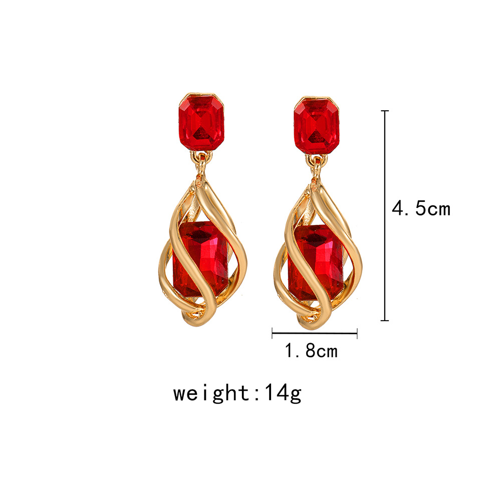 1 Pair Basic Square Inlay Alloy Zircon Drop Earrings display picture 1