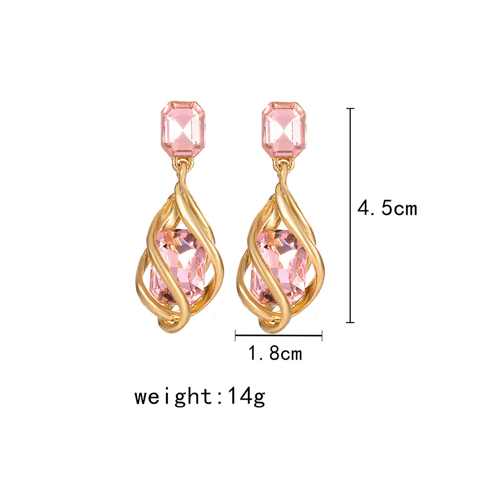 1 Pair Basic Square Inlay Alloy Zircon Drop Earrings display picture 2