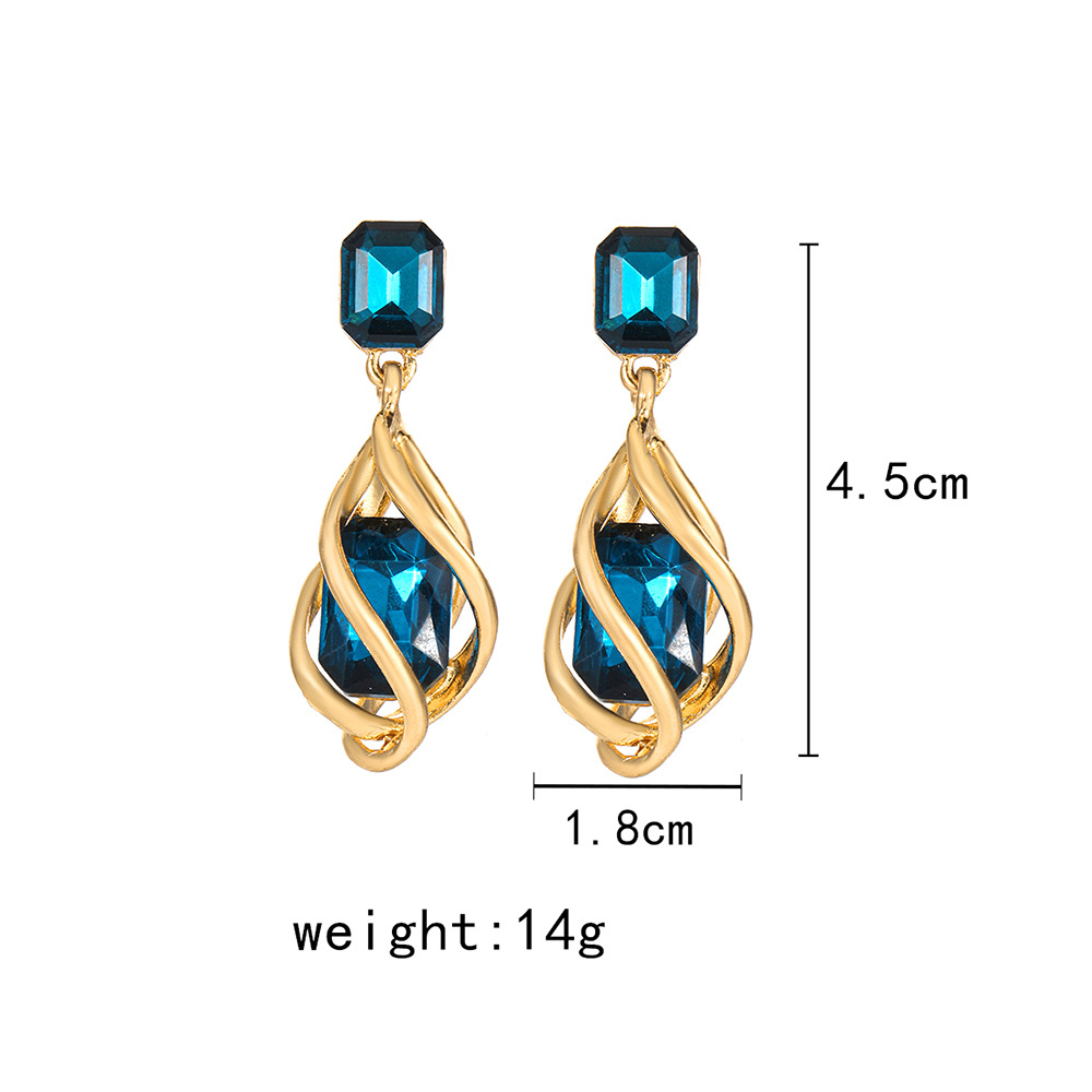 1 Pair Basic Square Inlay Alloy Zircon Drop Earrings display picture 3