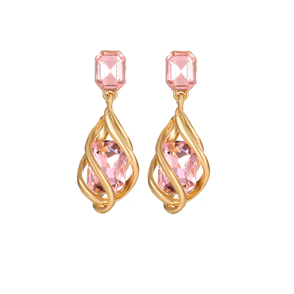 1 Pair Basic Square Inlay Alloy Zircon Drop Earrings display picture 17