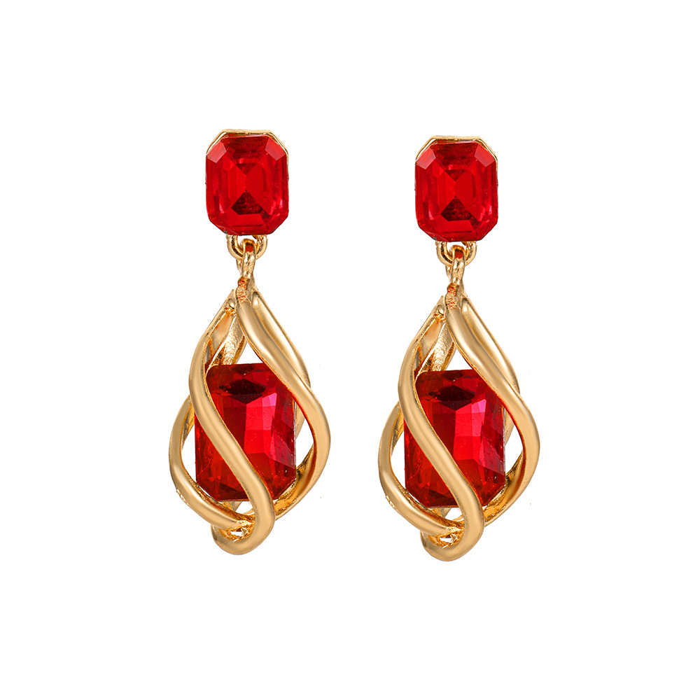1 Pair Basic Square Inlay Alloy Zircon Drop Earrings display picture 18