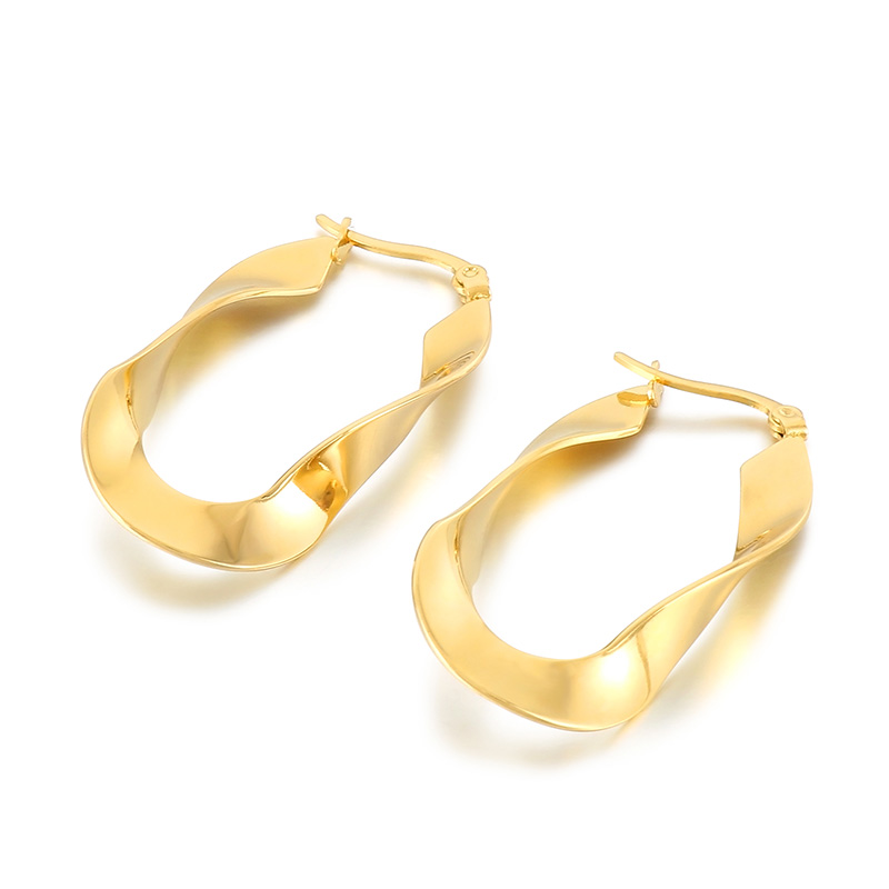 1 Pair Streetwear Shiny Irregular Plating Stainless Steel 18K Gold Plated Hoop Earrings display picture 2