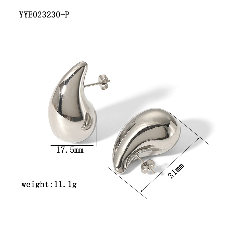 1 Pair Simple Style Water Droplets Plating 304 Stainless Steel 18K Gold Plated Ear Studs display picture 2