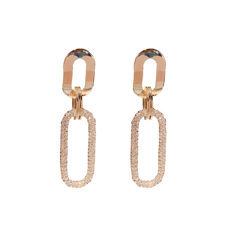 1 Pair Lady Glittery Plating Inlay Alloy Copper Alloy Rhinestones Gold Plated Drop Earrings display picture 1