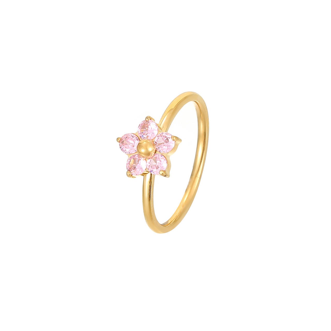 Sweet Simple Style Flower Stainless Steel Plating Inlay Zircon White Gold Plated Gold Plated Rings display picture 2
