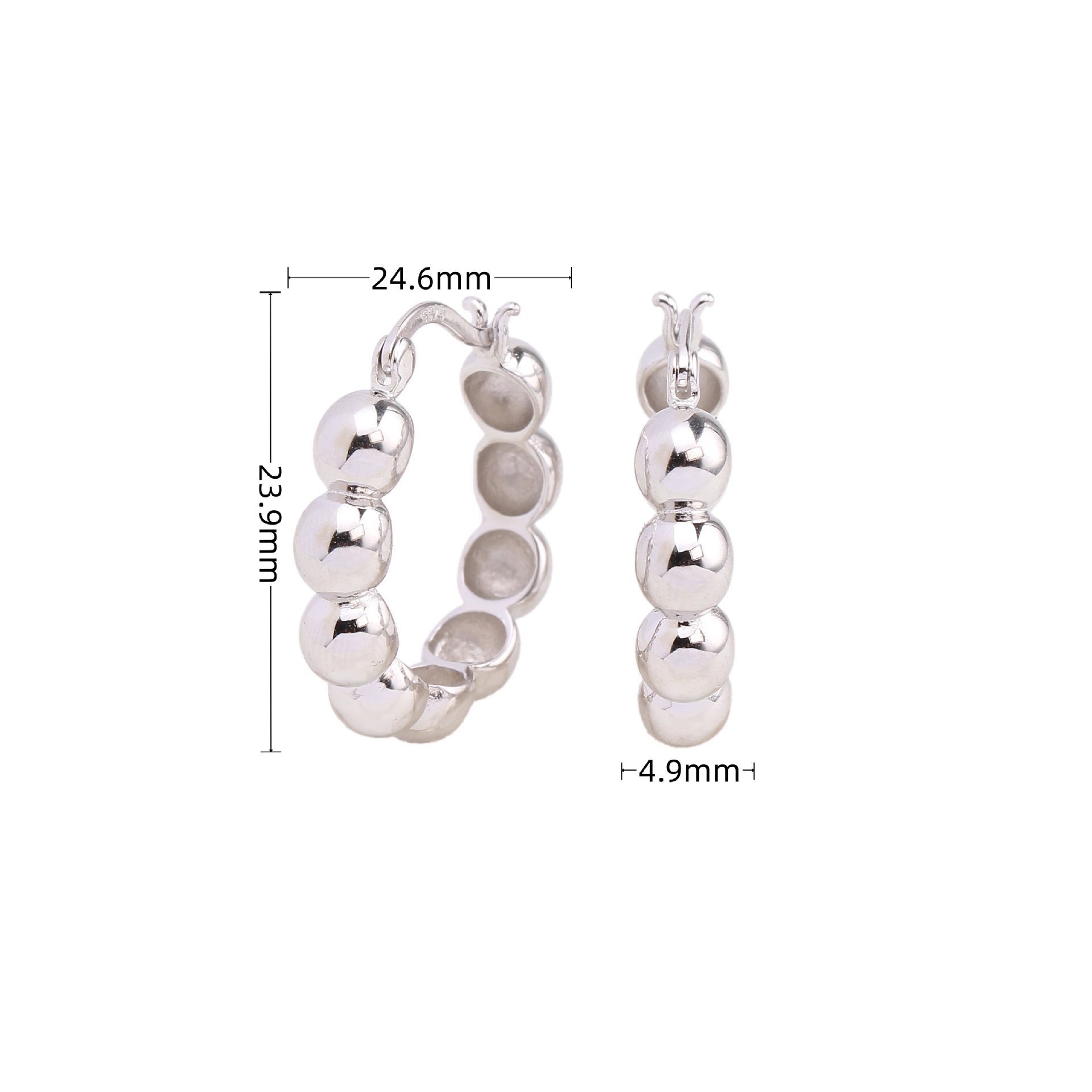 1 Pair Simple Style Round Solid Color Plating Sterling Silver Earrings display picture 4