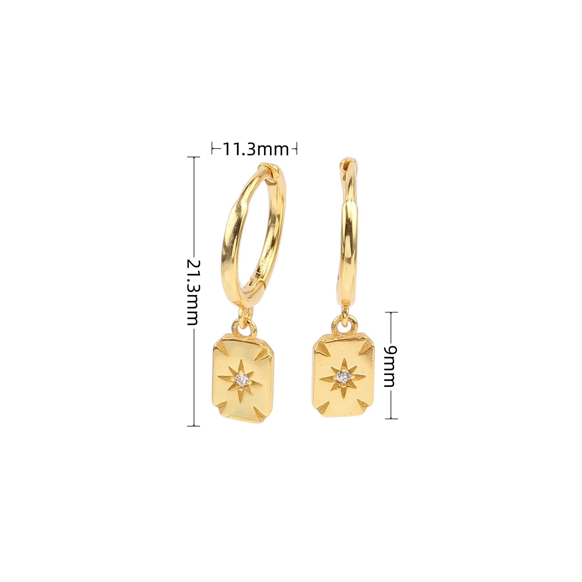1 Pair Ig Style Star Rectangle Plating Inlay Sterling Silver Zircon White Gold Plated Gold Plated Drop Earrings display picture 2