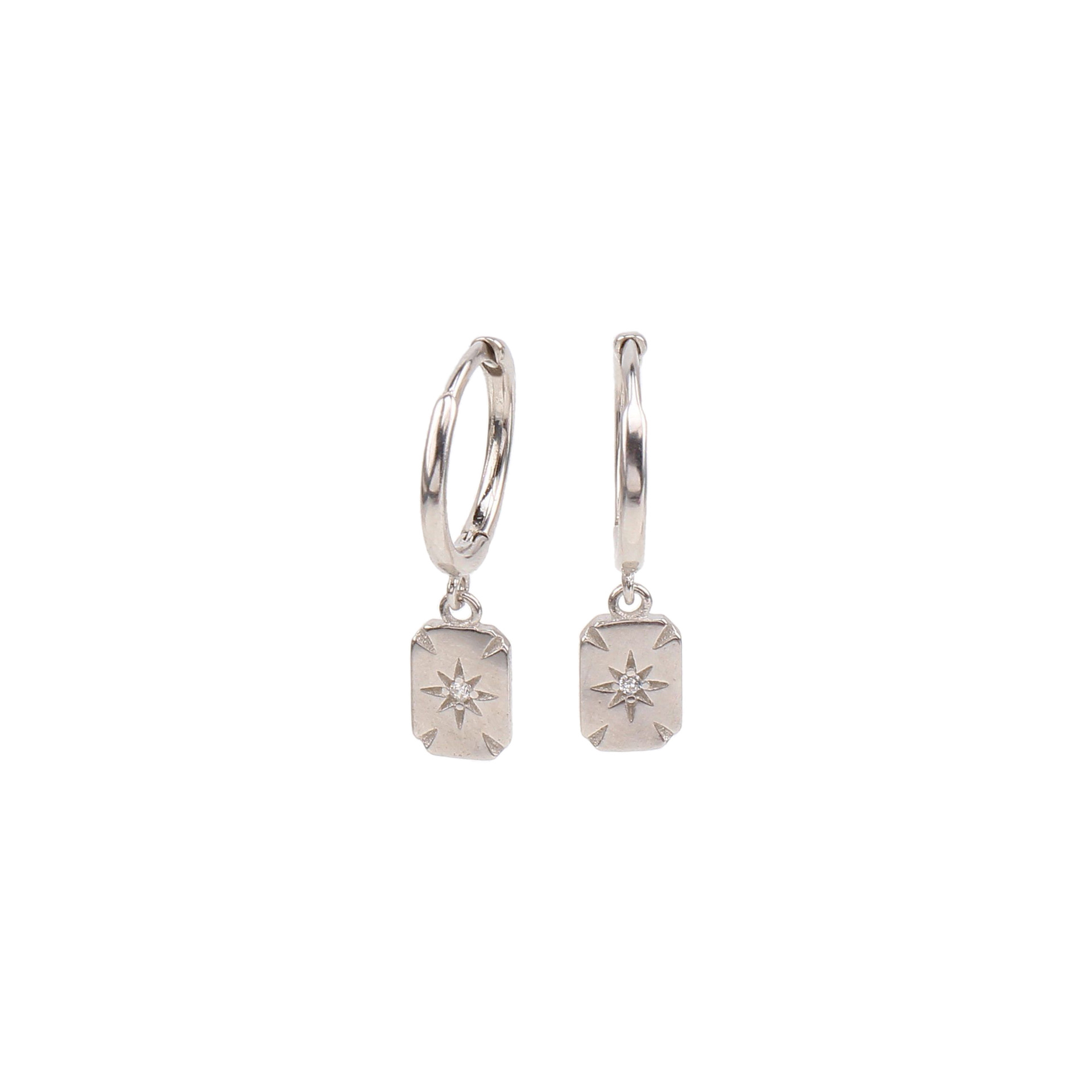 1 Par Estilo Ig Estrella Rectángulo Enchapado Embutido Plata Esterlina Circón Blanco Oro Plateado Chapado En Oro Pendientes De Gota display picture 3