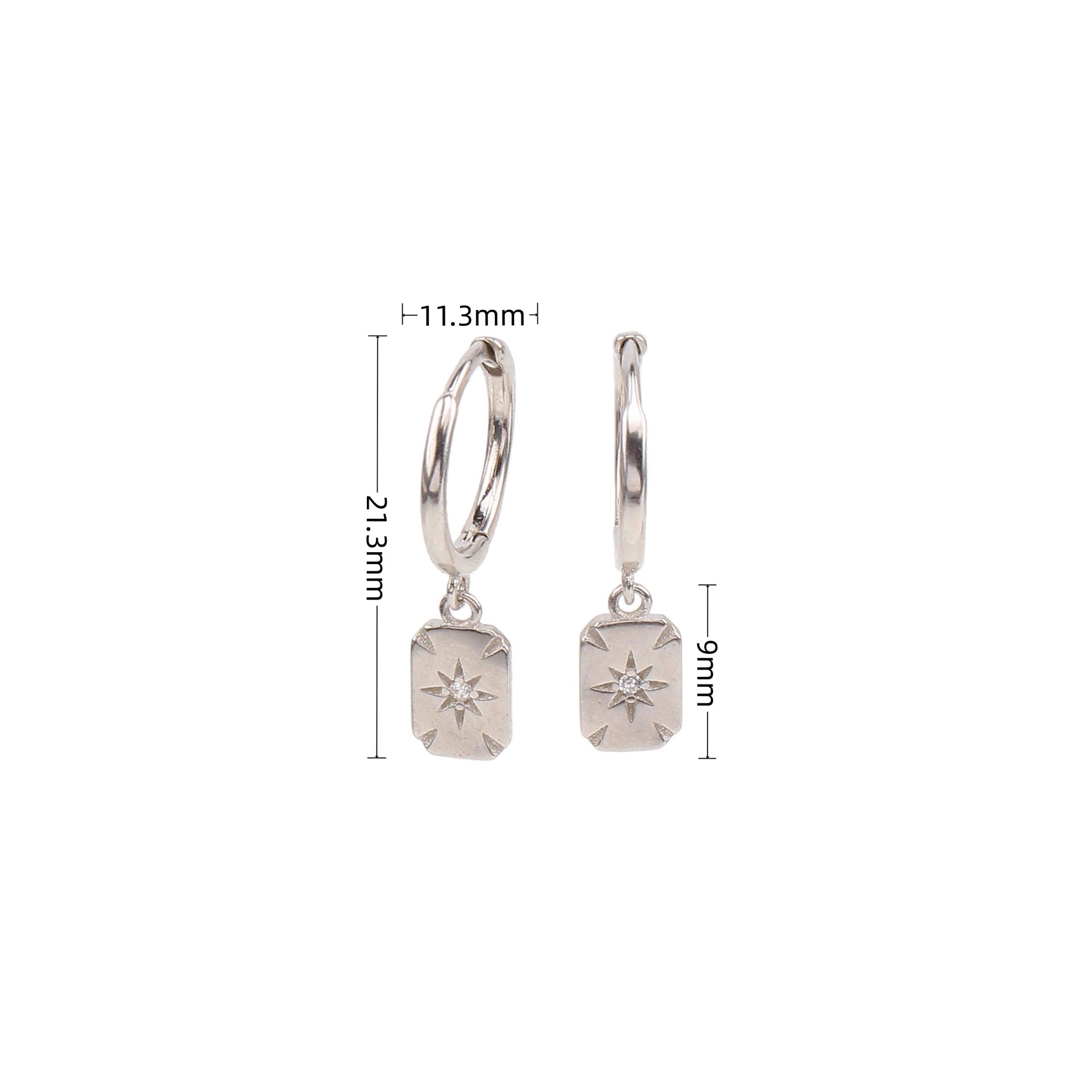 1 Pair Ig Style Star Rectangle Plating Inlay Sterling Silver Zircon White Gold Plated Gold Plated Drop Earrings display picture 4