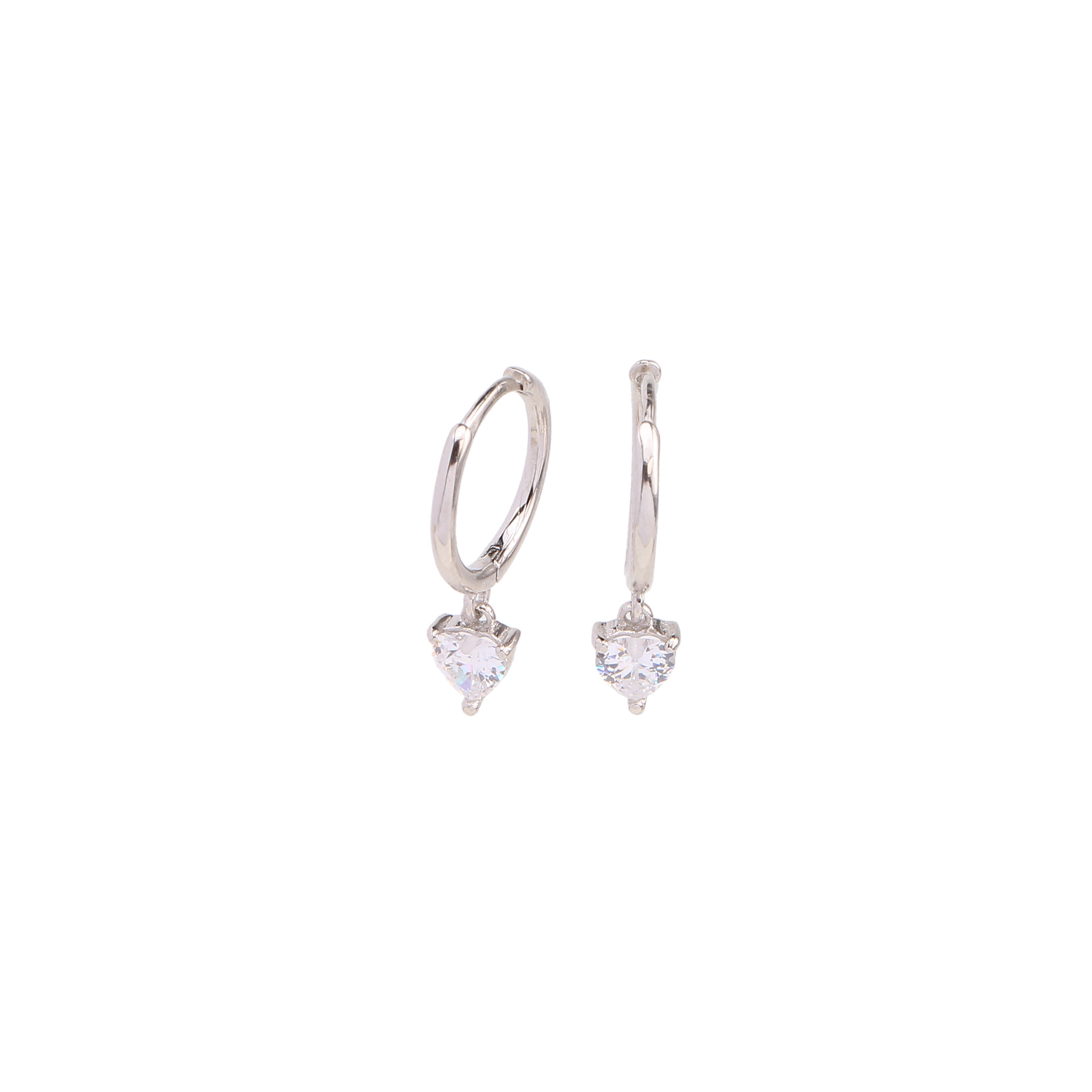1 Pair Ig Style Shiny Heart Shape Plating Inlay Sterling Silver Zircon White Gold Plated Gold Plated Drop Earrings display picture 3