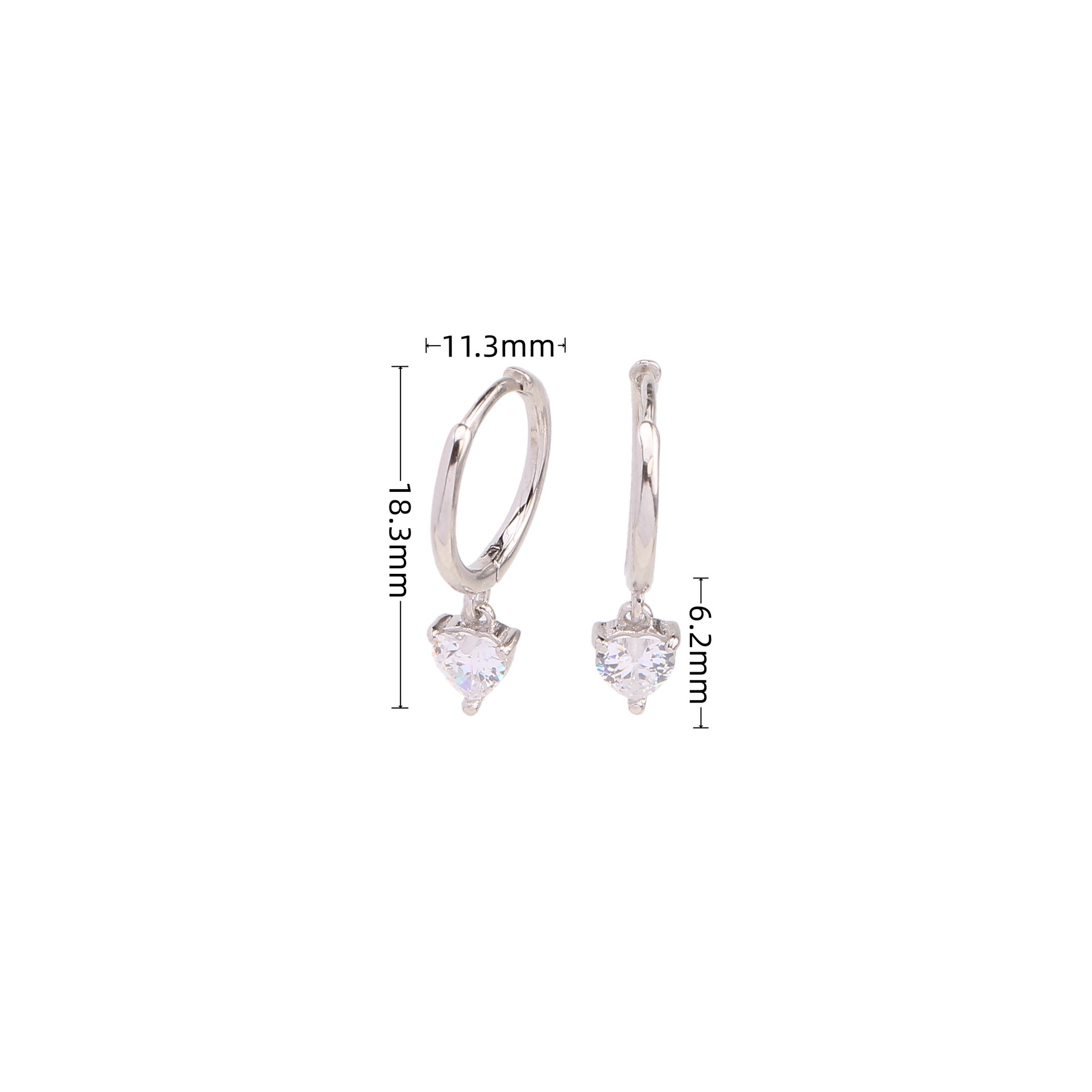 1 Pair Ig Style Shiny Heart Shape Plating Inlay Sterling Silver Zircon White Gold Plated Gold Plated Drop Earrings display picture 4