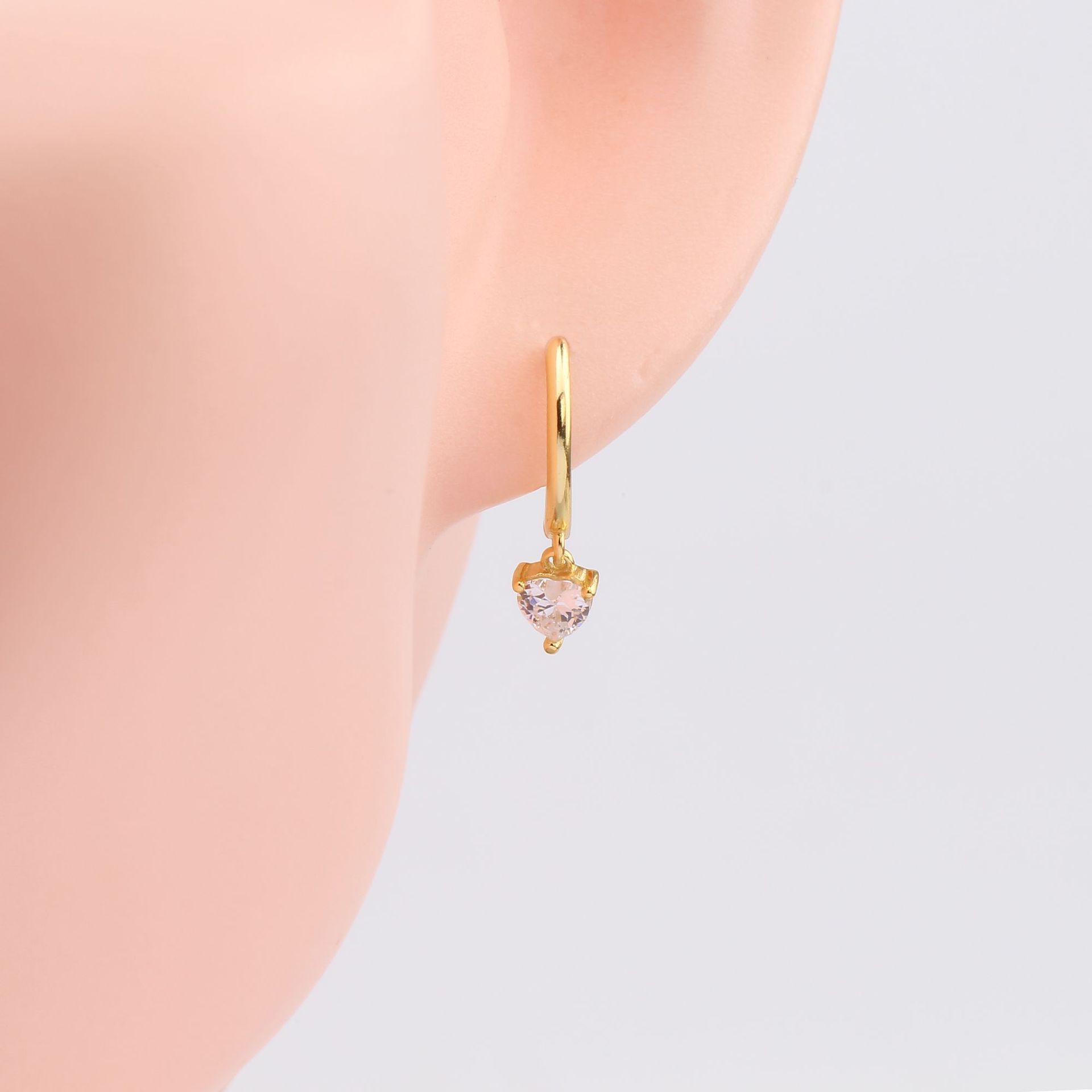 1 Pair Ig Style Shiny Heart Shape Plating Inlay Sterling Silver Zircon White Gold Plated Gold Plated Drop Earrings display picture 5