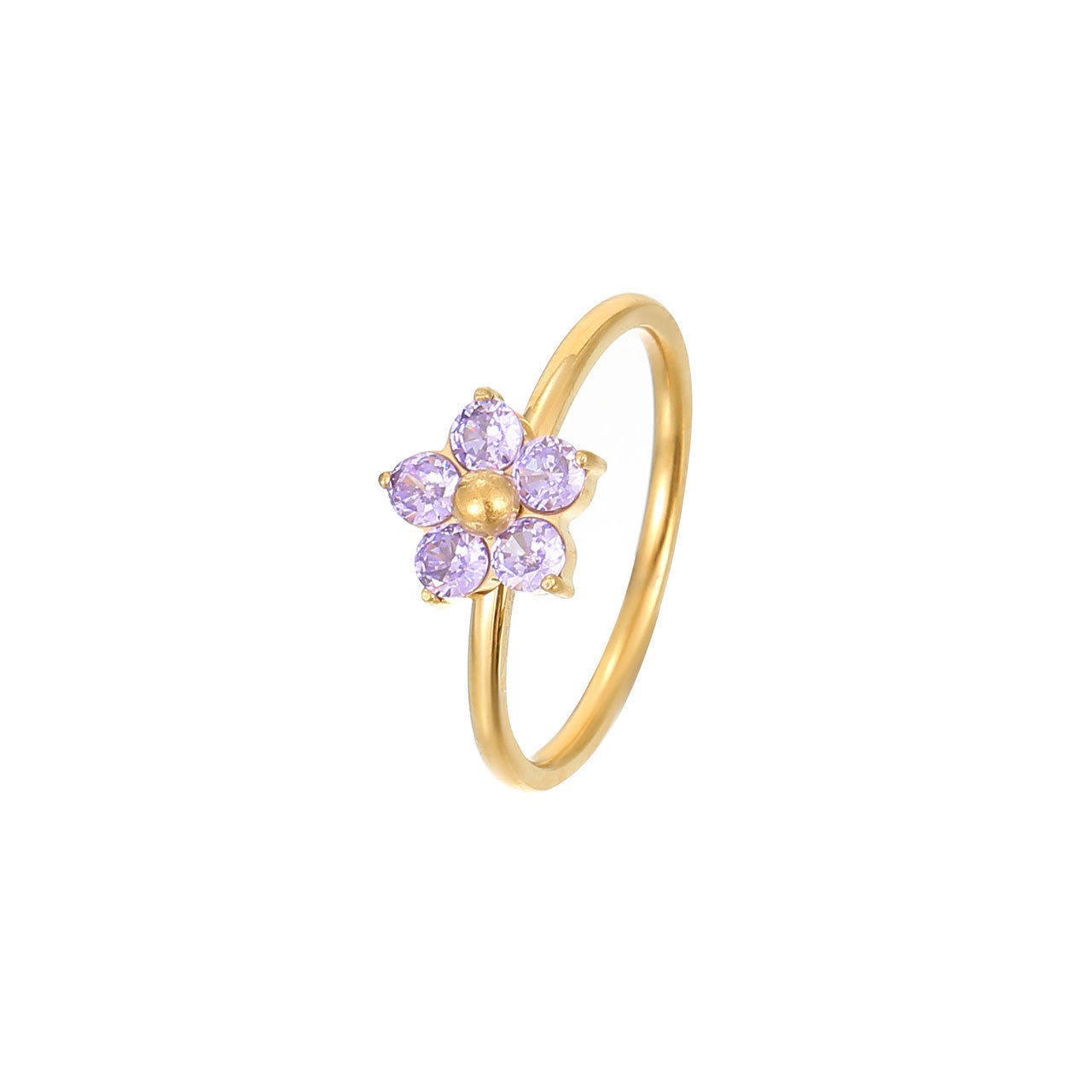 Sweet Simple Style Flower Stainless Steel Plating Inlay Zircon White Gold Plated Gold Plated Rings display picture 8
