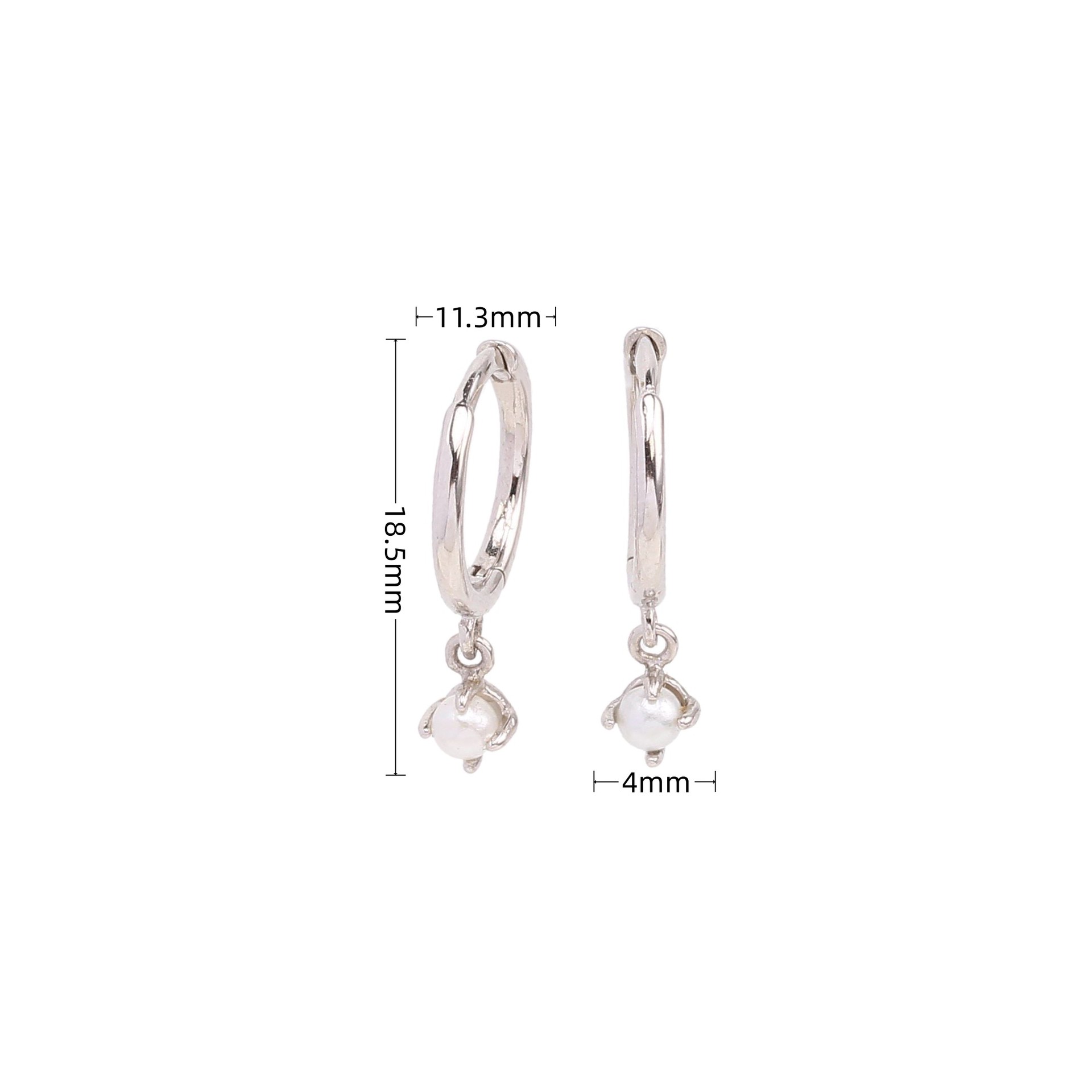 1 Paire Style Simple Rond Placage Incruster Argent Sterling Perles Artificielles Or Blanc Plaqué Plaqué Or Boucles D'oreilles display picture 4
