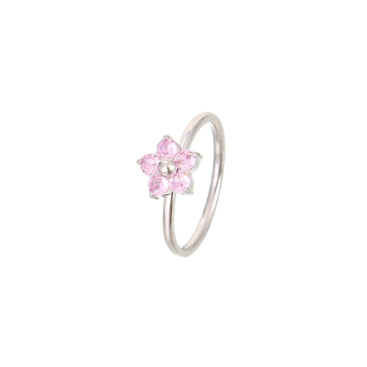 Sweet Simple Style Flower Stainless Steel Plating Inlay Zircon White Gold Plated Gold Plated Rings display picture 1