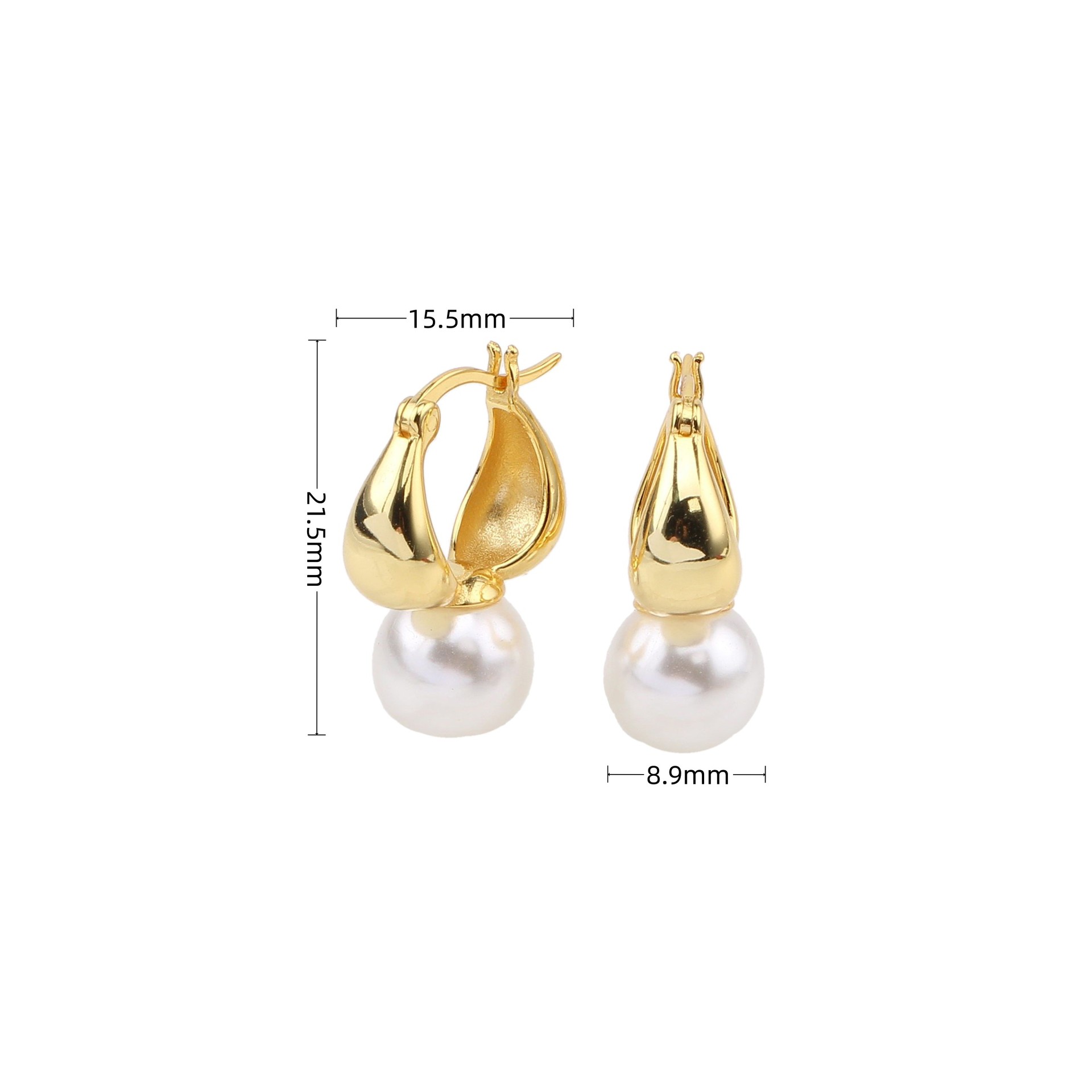 1 Pair Ig Style Simple Style Round Plating Inlay Sterling Silver Pearl White Gold Plated Gold Plated Earrings display picture 2