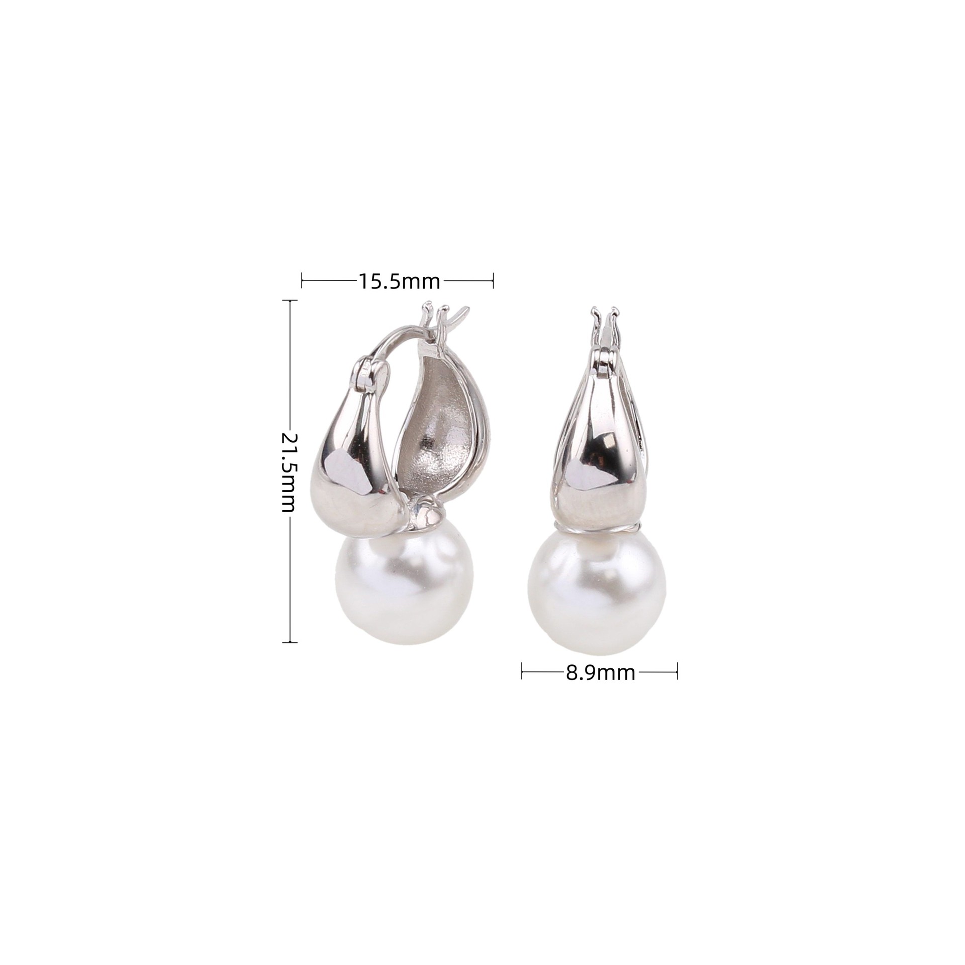 1 Par Estilo Ig Estilo Simple Ronda Enchapado Embutido Plata Esterlina Perla Blanco Oro Plateado Chapado En Oro Aretes display picture 4