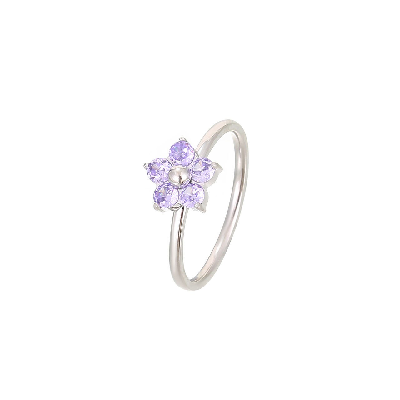 Sweet Simple Style Flower Stainless Steel Plating Inlay Zircon White Gold Plated Gold Plated Rings display picture 7