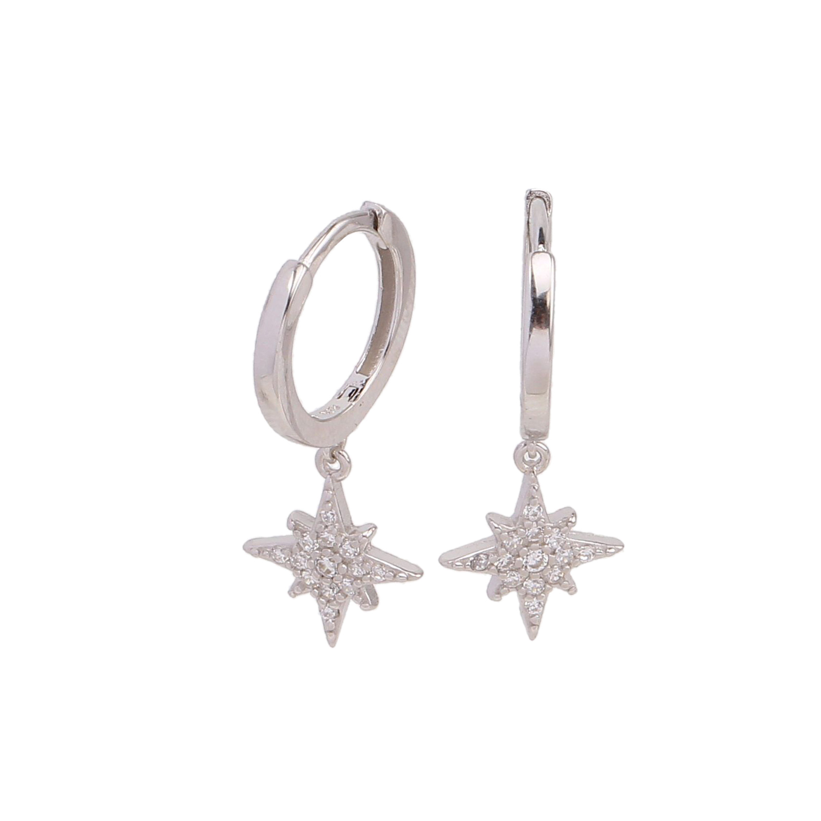 1 Pair Simple Style Shiny Star Plating Inlay Sterling Silver Zircon White Gold Plated Gold Plated Drop Earrings display picture 3