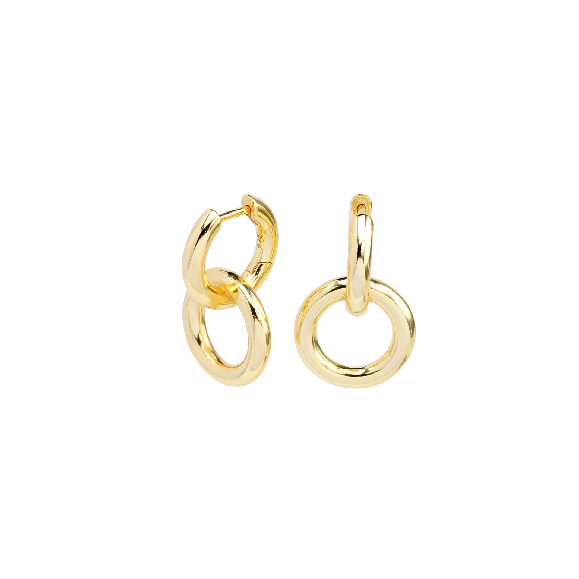 1 Paire Style Simple Cercle Placage Argent Sterling Or Blanc Plaqué Plaqué Or Boucles D'oreilles display picture 1