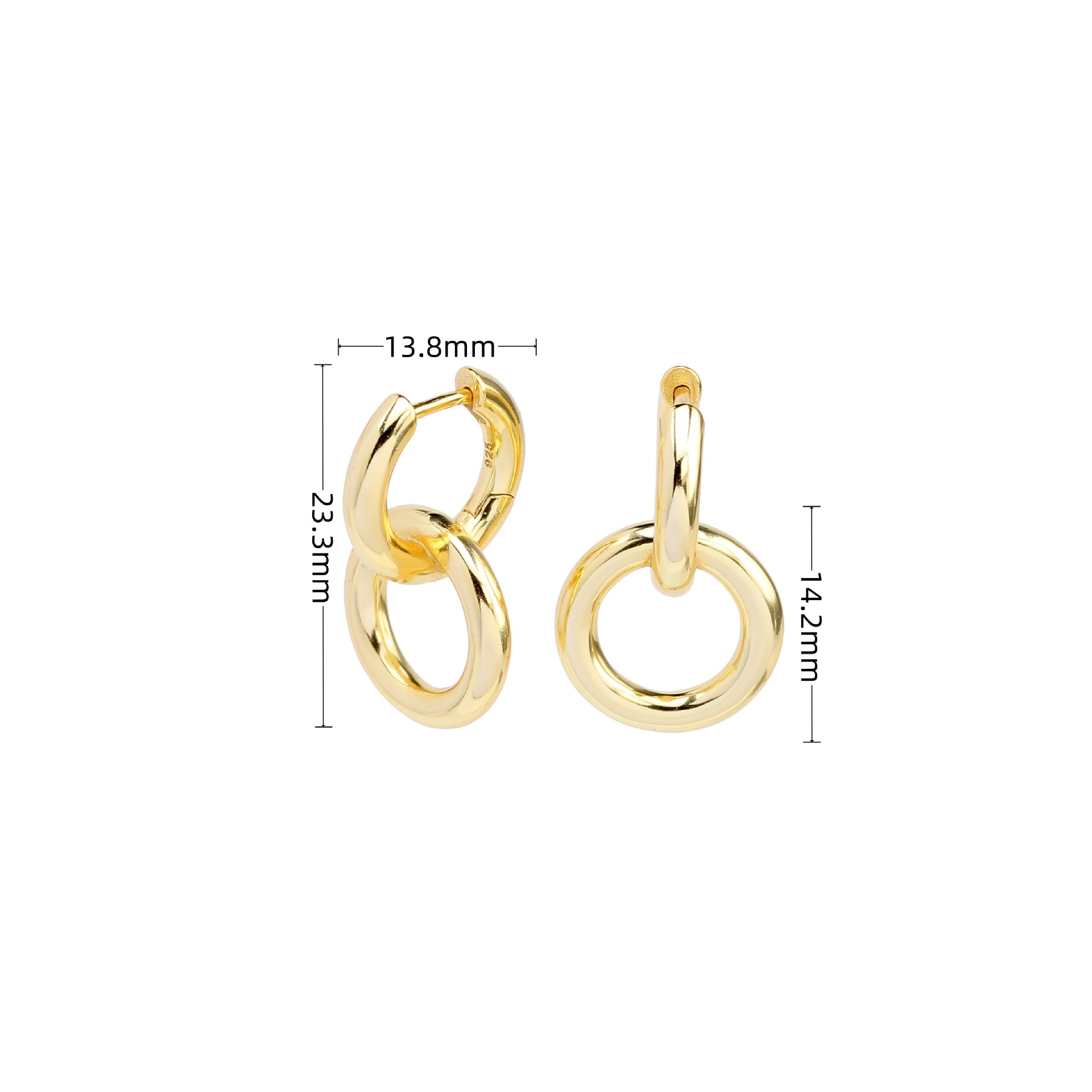 1 Pair Simple Style Circle Plating Sterling Silver White Gold Plated Gold Plated Drop Earrings display picture 2